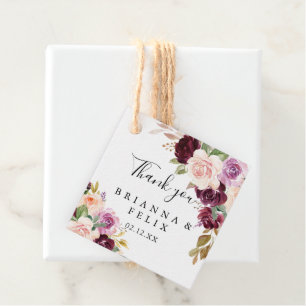 Étiquettes Cadeau Mariage floral et botanique rustique