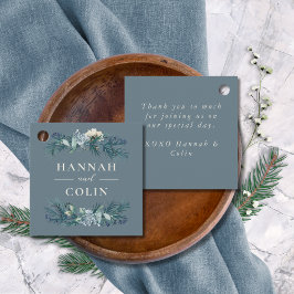 Étiquettes Cadeau Mariage floral gris bleu foncé hiver