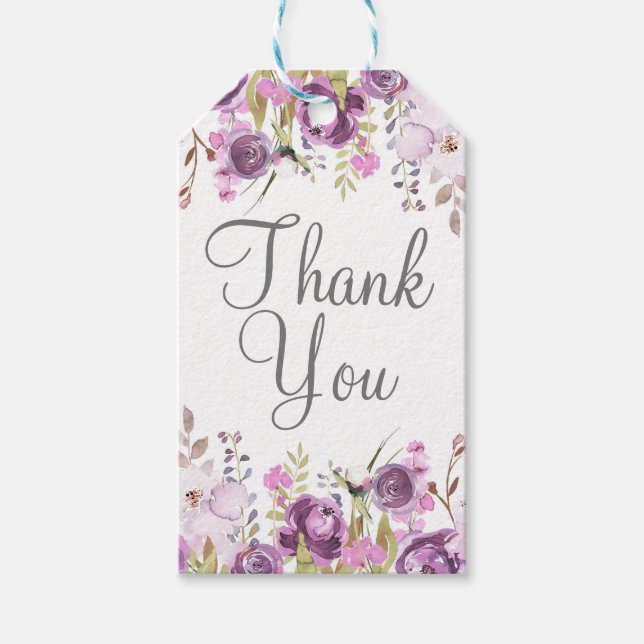 Étiquettes-cadeau Mariage Floral Lavender Lilac (Devant)