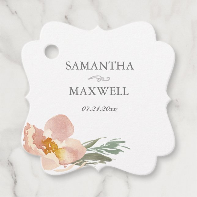 Étiquettes Cadeau Mariage Floral Orange Brûlé (Devant)
