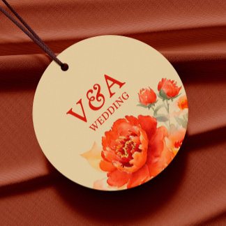 Étiquettes Cadeau Mariage Floral Orange Brûlé automne