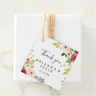Étiquettes Cadeau Mariage floral rose vert