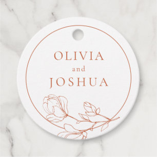 Étiquettes Cadeau Mariage Floral Terracotta