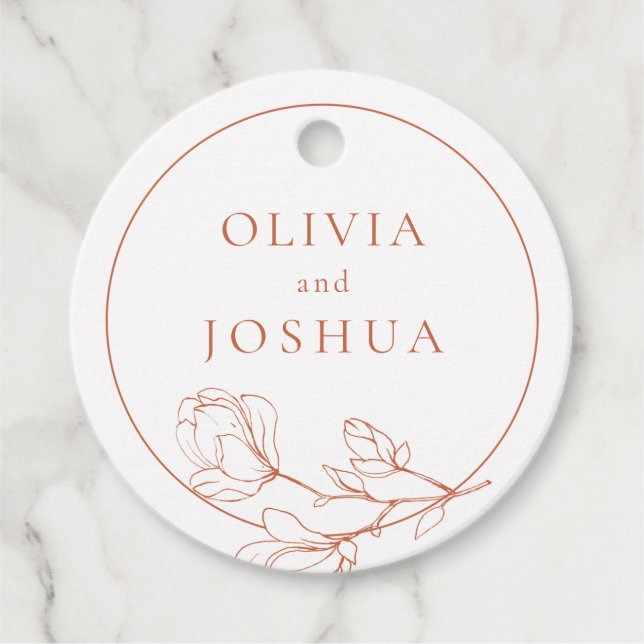 Étiquettes Cadeau Mariage Floral Terracotta (Devant)