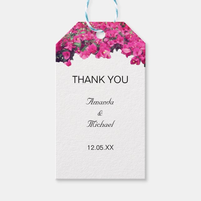 Étiquettes-cadeau Mariage floral tropical (Devant)