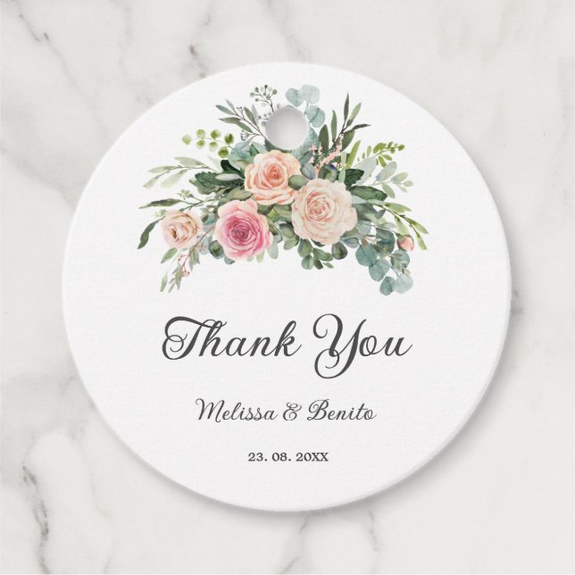 Étiquettes Cadeau Mariage géométrique Aquarelle rose pâle (Devant)