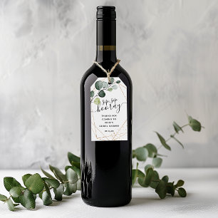 Étiquettes-cadeau Mariage géométrique or vert Sip Sip Hourra Enterre