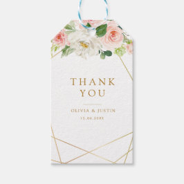 Étiquettes-cadeau Mariage géométrique rose pâle
