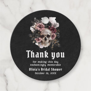 Étiquettes Cadeau Mariage gothique floral noir Halloween crâne