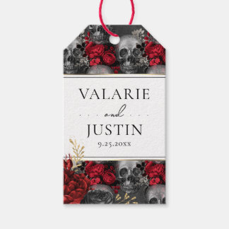 Étiquettes-cadeau Mariage gothique rouge noir floral