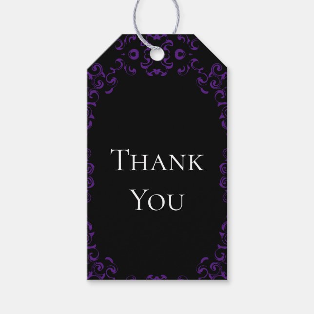 Étiquettes-cadeau Mariage gothique violet et noir (Devant)