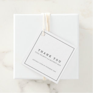 Étiquettes Cadeau Mariage gris gris carré blanc minimal merci