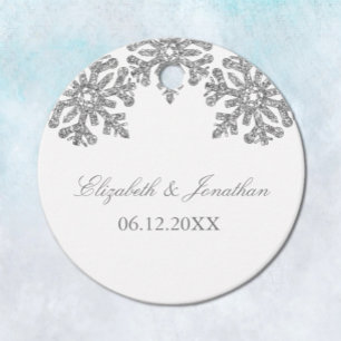 Étiquettes Cadeau Mariage hivernal Silver Snowflake