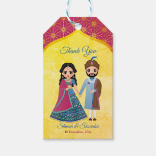Étiquettes-cadeau Mariage indien de conception rose et or