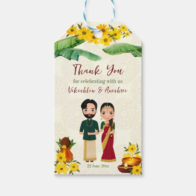 Étiquettes-cadeau Mariage indien du sud tamoul Telugu (Devant)