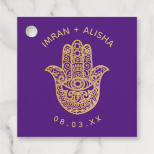 Étiquettes Cadeau Mariage indien Gold hamsa Henna Enveloppe Sceau