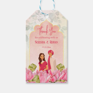 Étiquettes-cadeau Mariage indien lotus marié couple merci pour