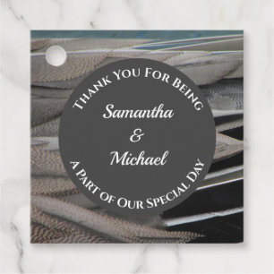 Étiquettes Cadeau Mariage Invité Merci Gris Plumes Appréciation