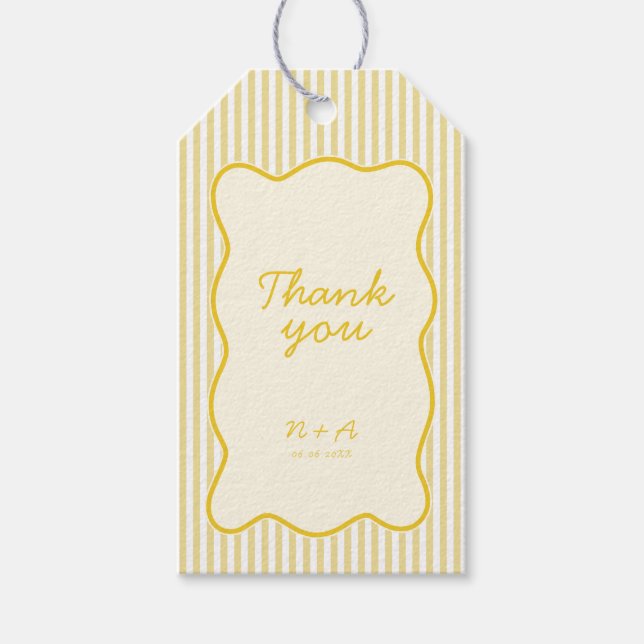 Étiquettes-cadeau Mariage jaune beurre moderne (Devant)