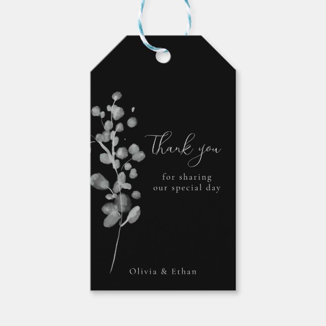 Étiquettes-cadeau Mariage laqué noir (Devant)