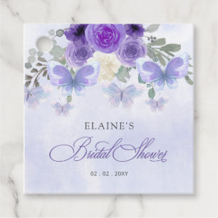 Étiquettes Cadeau Mariage Lilac Pourpre Papillons à Vie Réception de