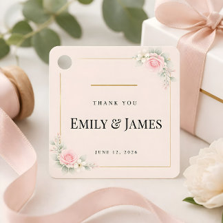 Étiquettes Cadeau Mariage Luxueux en Rose