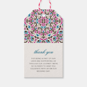 Étiquettes-cadeau Mariage mandala géométrique en treillis marocain