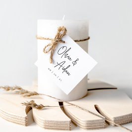 Étiquettes Cadeau Mariage manuscrit moderne noir et blanc