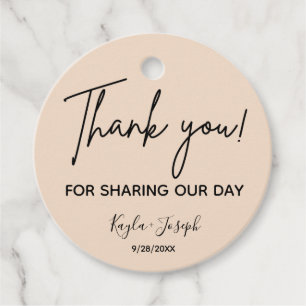 Étiquettes Cadeau Mariage Merci Beige Favoriser Tags