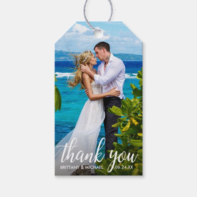 Étiquettes-cadeau Mariage Merci Bride Groom Photo (Devant)