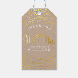 Étiquettes-cadeau MARIAGE MERCI rustique confetti tache kraft