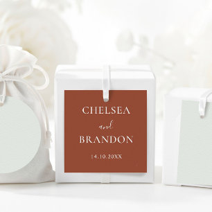 Étiquettes Cadeau Mariage Minimal Formel Script Rustique Terracotta
