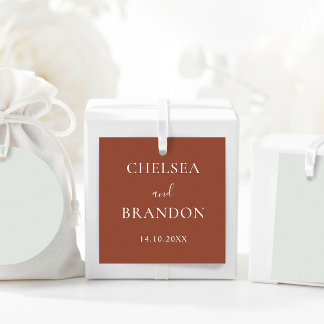 Étiquettes Cadeau Mariage Minimal Formel Script Rustique Terracotta
