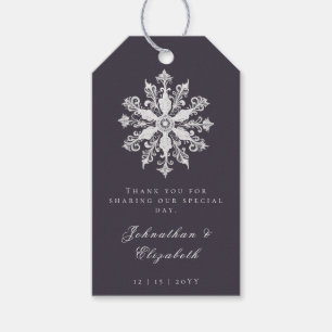 Étiquettes-cadeau Mariage minimaliste de flocon de neige Plum Purp
