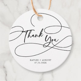 Étiquettes Cadeau Mariage minimaliste moderne de script "Merci"