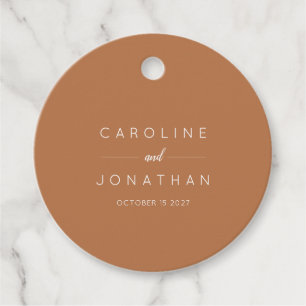 Étiquettes Cadeau Mariage minimaliste moderne personnalisé Terracott