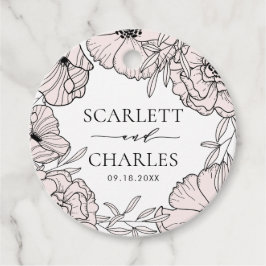 Étiquettes Cadeau Mariage moderne de fleurs rose pâle