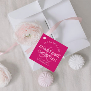 Étiquettes Cadeau Mariage Moderne et Audacieux Magenta