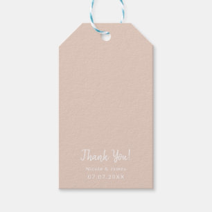 Étiquettes-cadeau Mariage Moderne Minimaliste Beige Rose Toute Coule