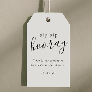 Étiquettes-cadeau Mariage moderne noir blanc Sip Sip Hourra Enterrem