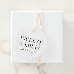 Étiquettes Cadeau Mariage Moderne Noir et Blanc Audacieux