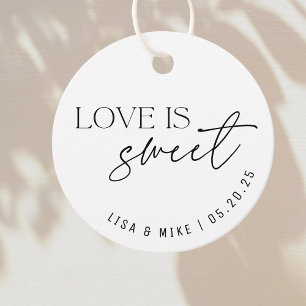 Étiquettes Cadeau Mariage Moderne Noir et Blanc L'amour est doux