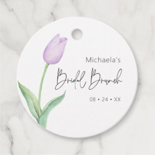 Étiquettes Cadeau Mariage Moderne Solo Tulipe Violette Petit Déjeune