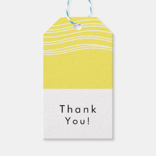 Étiquettes-cadeau Mariage Moderne Vague Jaune et Blanc Citron