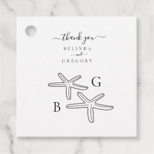 Étiquettes Cadeau Mariage monogramme minimaliste de plage Starfish