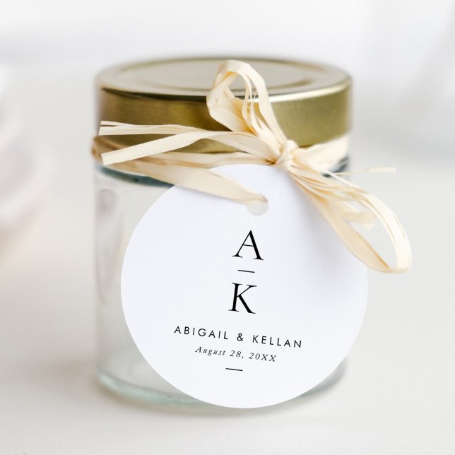 Étiquettes Cadeau Mariage Monogramme moderne simple (Créateur téléchargé)