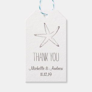 Étiquettes-cadeau Mariage nautique de poisson étoile Merci