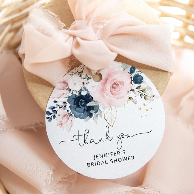 Étiquettes Cadeau Mariage naval rose floral (Créateur téléchargé)