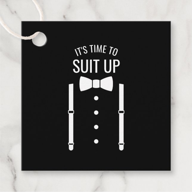 Étiquettes Cadeau Mariage noir Bow Cravate Groomsman Proposition (Devant)