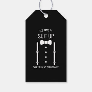 Étiquettes-cadeau Mariage noir Bow Cravate Groomsman Proposition